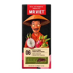 Socola Trắng Thanh Long & Matcha, White Chocolate Dragon Fruit & Matcha, 2.1 oz (60g) - MR. VIET