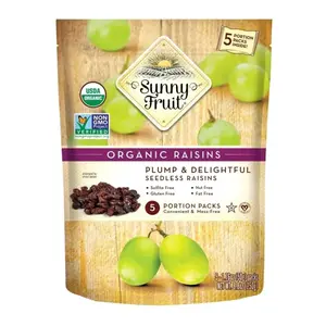 Nho Khô Hữu Cơ, Organic Raisins, Plump & Delightful Seedless Raisins, 5 Gói, 8.8 oz (250g) - SUNNY FRUIT