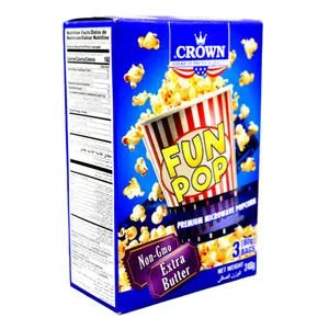 Bắp Bung Bơ, Fun Pop, Premium Microwave Popcorn, Extra Butter, 3 Gói (240g) - CROWN