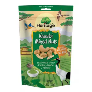 Hỗn Hợp Hạt Khô Tẩm Wasabi, Wasabi Mixed Nuts, 4.6 oz (130g) - HERITAGE