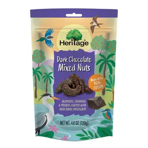 Hỗn Hợp Hạt Khô Phủ Socola Đen, Dark Chocolate Mixed Nuts, 4.6 oz (130g) - HERITAGE