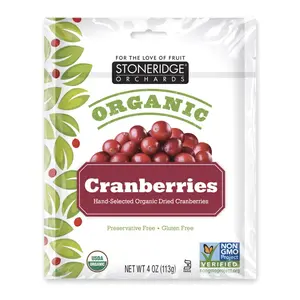Nam Việt Quất Sấy Khô Hữu Cơ, Organic Cranberries, 4 oz (113g) - STONERIDGE ORCHARDS
