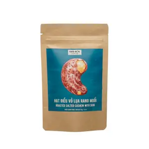 Hạt Điều Vỏ Lụa Rang Muối, Roasted Salted Cashew with Skin, 1.6 oz (45g) - THAI BON
