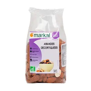 Hạt Hạnh Nhân Hữu Cơ Đã Tách Vỏ, Bio Amandes Decortiquees, Raw Almond (250g) - MARKAL