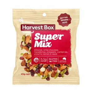 Snack Hạt, Trái Cây & Socola Trắng, Snack Pack, Super Mix, Gluten Free (45g) - HARVEST BOX