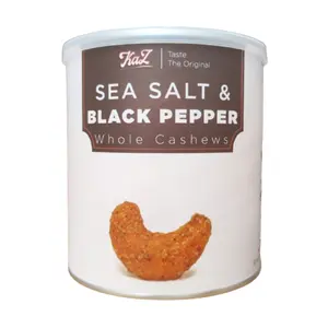 Hạt Điều Tiêu Đen & Muối Biển, KaZ, Sea Salt & Black Pepper Whole Cashews (340g) - KAZORI