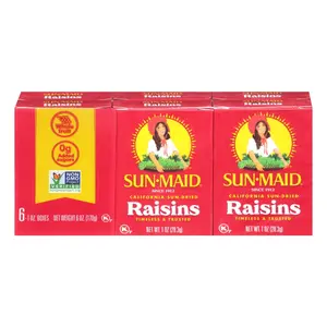 Nho Khô Phơi Nắng, California Sun-Dried Raisins, 6 Hộp, 6 oz (170g) - SUN-MAID