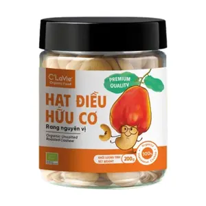 Hạt Điều Hữu Cơ Rang Nguyên Vị, Organic Unsalted Roasted Cashew (200g) - C'LAVIE