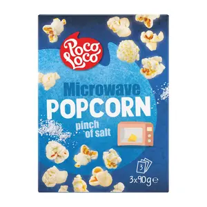 Bỏng Ngô Lò Vi Sóng Vị Mặn, Microwave Popcorn, Pinch of Salt, 3 Gói (270g) - POCO LOCO