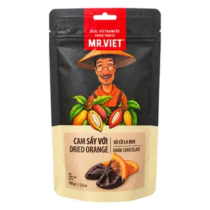 Cam Sấy Với Socola Đen, Dried Orange with Dark Chocolate, 3.5 oz (100g) - MR. VIET