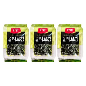Tảo Biển Nướng Dầu Oliu, Roasted Laver with Olive Oil, 3 Gói (15g) - DONGWON