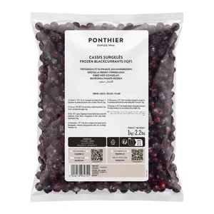 Quả Lý Chua Đen Nguyên Trái Đông Lạnh, Frozen Blackcurrants IQF, 2.2 lbs (1kg) - PONTHIER