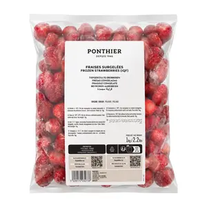 Dâu Tây Nguyên Trái Đông Lạnh, Frozen Strawberries IQF, 2.2 lbs (1kg) - PONTHIER
