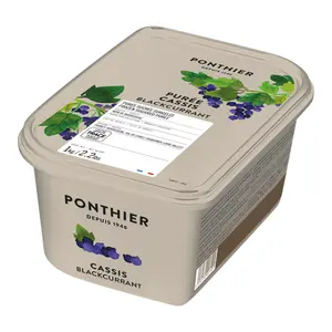 Quả Lý Chua Đen Nghiền Nhuyễn Đông Lạnh, Purée Cassis, Frozen Sugared Blackcurrant, 2.2 lbs (1kg) - PONTHIER