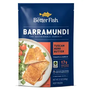 Cá Chẽm Phi Lê Sốt Bơ Tuscan, Barramundi, Tuscan Herb Butter, Tomato & Garlic Sustainable Seabass, 12 oz (340g) - THE BETTER FISH