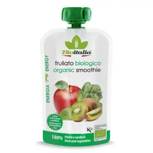 Sinh Tố Táo, Kiwi & Bó Xôi Hữu Cơ, Organic Smoothie, 100% Apple, Kiwi & Spinach (120g) - BIOITALIA