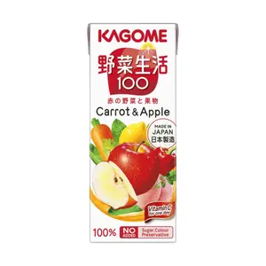 Nước Ép Rau Củ Quả Vị Cà Rốt & Táo, Vegetable Juice with Carrot & Apple, No Added Sugar (200ml) - KAGOME