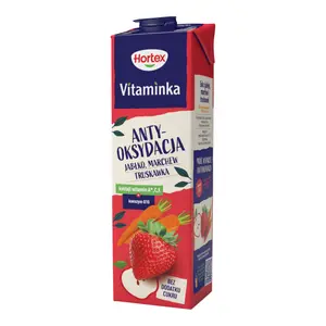 Nước Ép Hỗn Hợp Táo, Cà Rốt & Dâu, Vitaminka, Anti-Oxidation, Apple Carrot Strawberry Juice, No Added Sugar, 33.8 fl oz (1L) - HORTEX