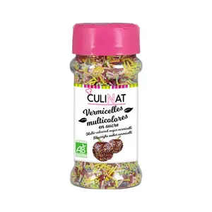 Cốm Nhiều Màu Hữu Cơ, Vermicelles Multicolores en Sucre, Rainbow Sprinkles (60g) - CULINAT