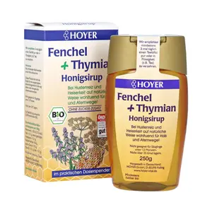 Siro Mật Ong Tiểu Hồi & Xạ Hương Hữu Cơ Trị Ho, Fenchel + Thymian Honigsirup, Fennel & Thyme Honey Syrup (250g) - HOYER