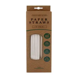 Ống Hút Giấy Trắng, White Paper Straws, 100% Biodegradable, 50 Cái - UNCLE BILLS