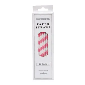 Ống Hút Giấy Tự Phân Hủy Màu Hồng, Biodegradable Paper Straws, Pink, 20 Cái - UNCLE BILLS