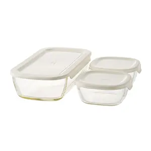 Bộ Hộp Thủy Tinh Chịu Nhiệt, Stackable Heatproof Glass Container M, 3 Cái (600ml, 600ml, 1400ml) - HARIO