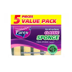 Miếng Mút Rửa Bát 2 Lớp Cho Mọi Bề Mặt, Classic Sponge, All Surfaces, 5 Miếng (6.8 x 11 x 2.5cm) - PAREX