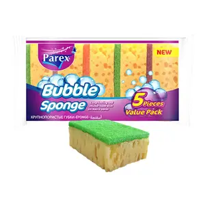 Miếng Mút Rửa Chén Bong Bóng, Bubble Sponge, Macro Pores, 5 Miếng (6.8 x 9 x 3.4cm) - PAREX