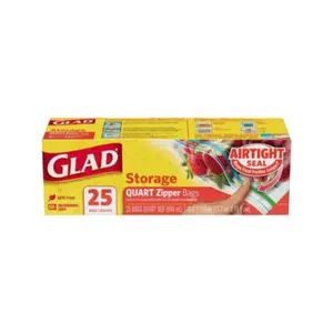 Túi Đựng Thực Phẩm, Storage Quart Zipper Bags, Airtight Seal, 25 Túi (17.7 x 19.6cm) - GLAD