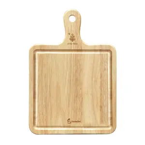 Thớt Gỗ Vuông Tay Cầm Cắt Thực Phẩm Sống, Square Wooden Cutting Board with Handle, for Meat (37 x 28.5 x 1.5cm) - GO DUC THANH