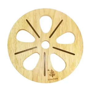 Rế Hình Hoa Lót Nồi, Wooden Coaster, Flower Design (18x 18 x 1.2cm) - GO DUC THANH