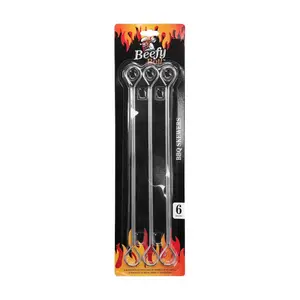 Xiên Nướng Bằng Thép, Metal BBQ Skewers, 6 Cái (26cm) - BEEFY BOY