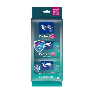 Khăn Giấy Ướt Diệt Khuẩn, Protect Mini, Fresh To Go Wet Wipes, 6 Gói, 48 Tờ (140 x 150mm) - TEMPO
