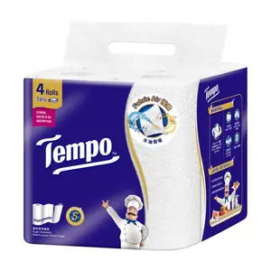 Khăn Giấy Bếp Đa Năng 3 Lớp Siêu Thấm, Super Absorbent Multi-Purpose Kitchen Towel, 4 Cuộn (112 x 224mm) - TEMPO