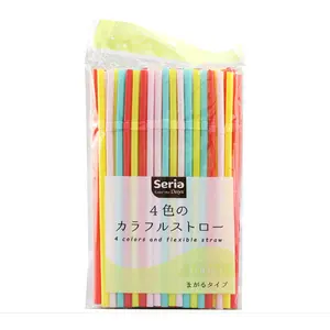 Ống Hút Nhựa Nhiều Màu, 4 Colors & Flexible Straw, 100 Cái (6 x 210mm) - SERIA