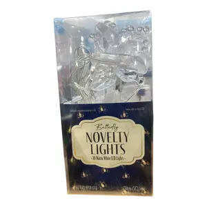 Dây Đèn Led Nhựa Màu Trắng Ấm, Butterfly Novelty Lights, 10 Warm White LED Lights, Battery Operated (130cm) - UNCLE BILLS