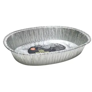 Khay Giấy Bạc Nướng Hình Bầu Dục, Foil BBQ Roasting Tray, Jumbo Size (34 x 46cm) - BEEFY BOY