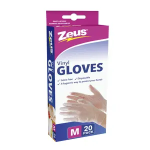 Găng Tay Dùng Một Lần, Vinyl Gloves, Size M, 20 Cái (9.5cm) - ZEUS