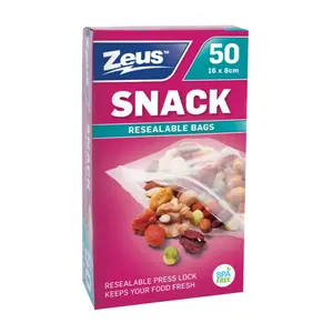Túi Mini Đựng Thực Phẩm Có Khóa Bấm, Snack Resealable Bags with Press Lock, BPA Free, 50 Cái (16 x 8cm) - ZEUS