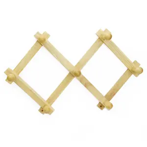 Móc Áo 7 Núm, Wall Mounted Expandable Accordion Wooden Peg Rack, 7 Hook (44 x 10 x 9.5cm) - GO DUC THANH