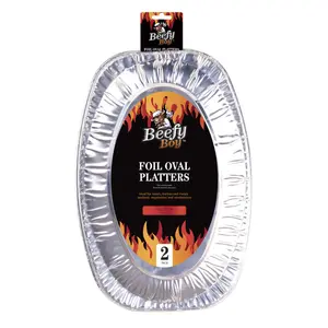 Dĩa Giấy Bạc Hình Bầu Dục, Foil Oval Platter, 2 Cái (28 x 42cm) - BEEFY BOY