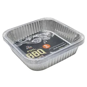Khay Giấy Bạc Đựng Thực Phẩm, Foil BBQ Serving Tray, 5 Cái (20 x 20 x 4cm) - BEEFY BOY
