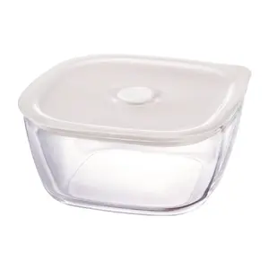 Hộp Thủy Tinh Chịu Nhiệt, Heatproof Square Sealed Glass Container, 1.2L, KSTM-120-TW (108 x 108 x 57mm) - HARIO