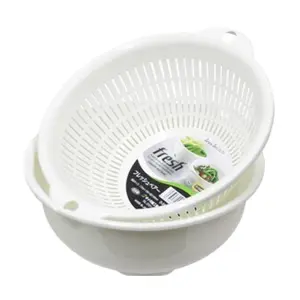 Bộ Thau Rổ Nhựa, Fresh, Kitchen Strainer Colander & Bowl Set, 1.1L (179 x 195 x 86mm) - SANADA SEIKO