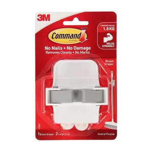 Móc Treo Chổi & Cây Lau Nhà, Command, Broom Gripper & 2 Large Strips, Holds 1.8kg - 3M