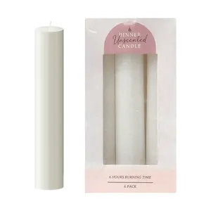 Nến Ăn Tối Màu Trắng, Unscented White Dinner Candle, 6 Cây (14cm) - UNCLE BILLS