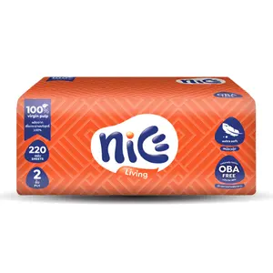 Khăn Giấy Lau Mặt 2 Lớp, Facial Tissue, OBA Free, 220 Tờ (18.6 x 21cm) - NICE