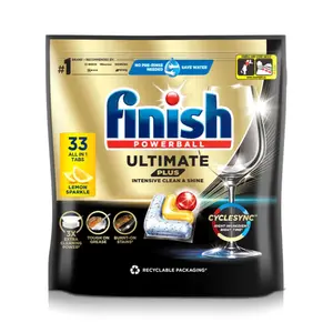 Viên Rửa Chén Bát Hương Chanh, Powerball, Ultimate Plus, Lemon Sparkle, 33 Viên (402.6g) - FINISH