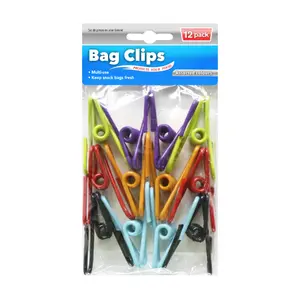 Kẹp Miệng Túi Bằng Thép, Bag Clips, Assorted Colours, 12 Cái (6/2/3cm) - UNCLE BILLS